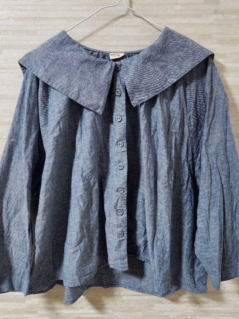 Godwer Linen Blend Sailor Cardigan Shirt Gray